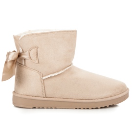 Snow boots with a bow brown
