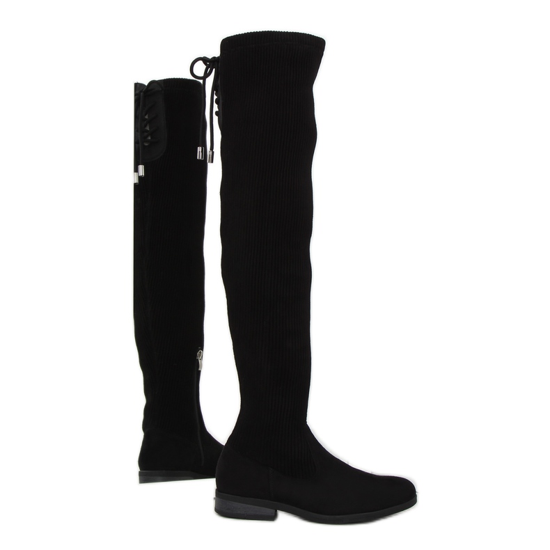 Black Over-Knee Boots With Flexible Shank