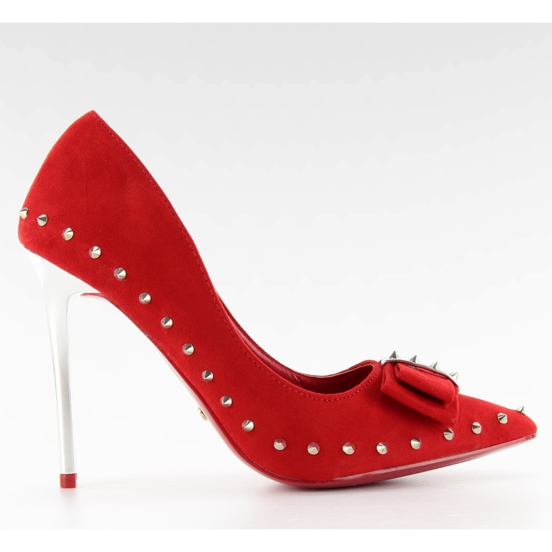 Stilettos with studs and a bow red red