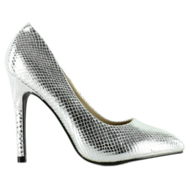 Silver pins with shells K415-5 Silver grey