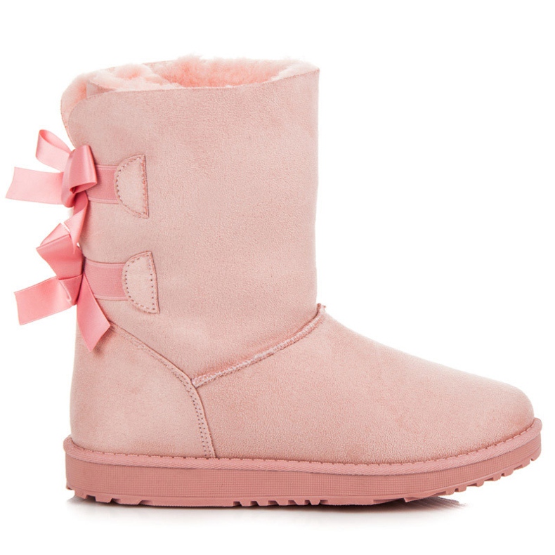 Suede snow boots with bows pink