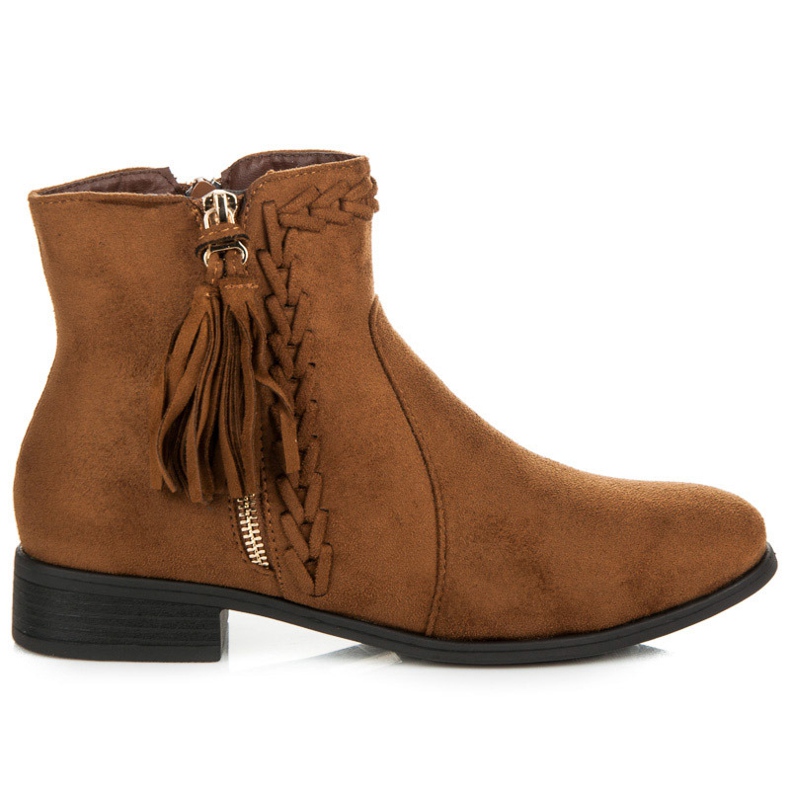 Queen Vivi Low boots with fringes black brown