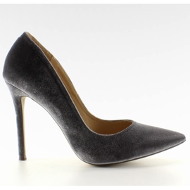 Amazing gray velvet heels grey
