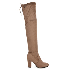 Groto Gogo Slip-on suede thigh boots brown