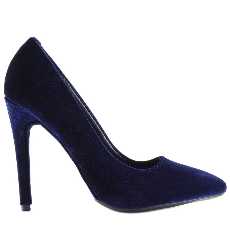 Velvet pumps on a heel navy blue LE013P Blue