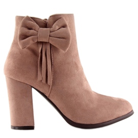 High-heeled boots with pink nc93 Pink bow multicolored