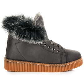 Creepers Boots With Fur grey