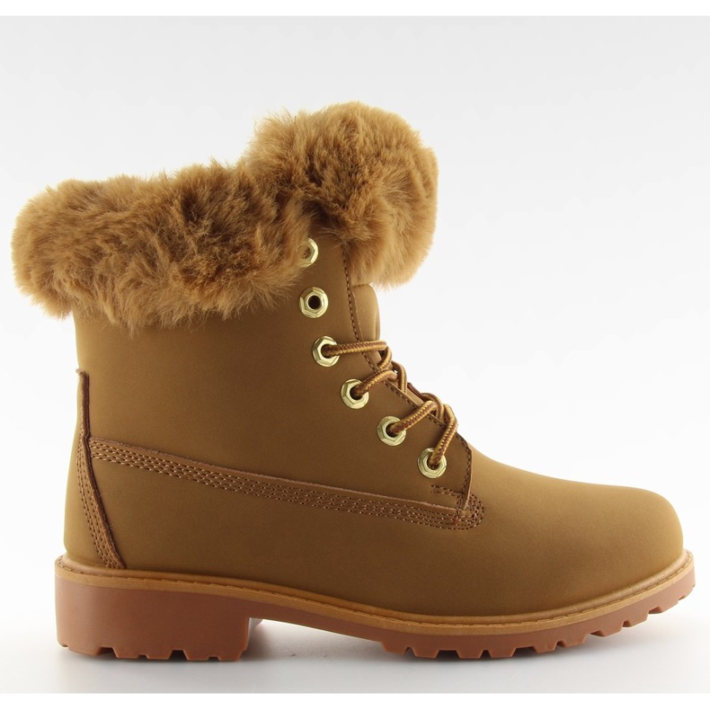 Timber boots with camel fur 58-177 camel brown multicolored