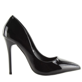 Black lacquered women's high heels LL-89P Black