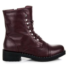 Anesia Paris Burgundy tied boots red