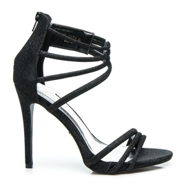 Ideal Shoes Glitter sandals on a high heel black