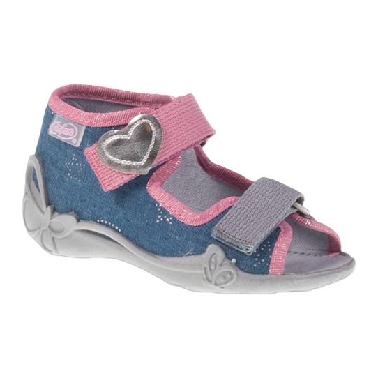Slippers Sandals Serduszko Befado 242p074 pink grey blue Slippers Sandals Serduszko Befado 242p074 pink grey blue