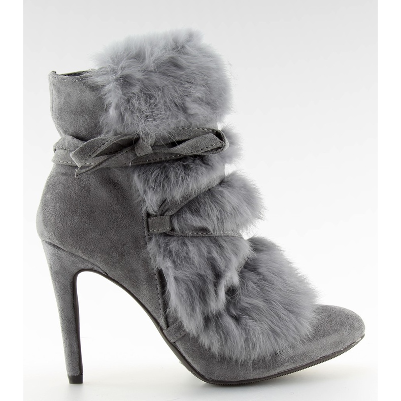Boots on a high heel with fur gray 1319 D.GRAY grey
