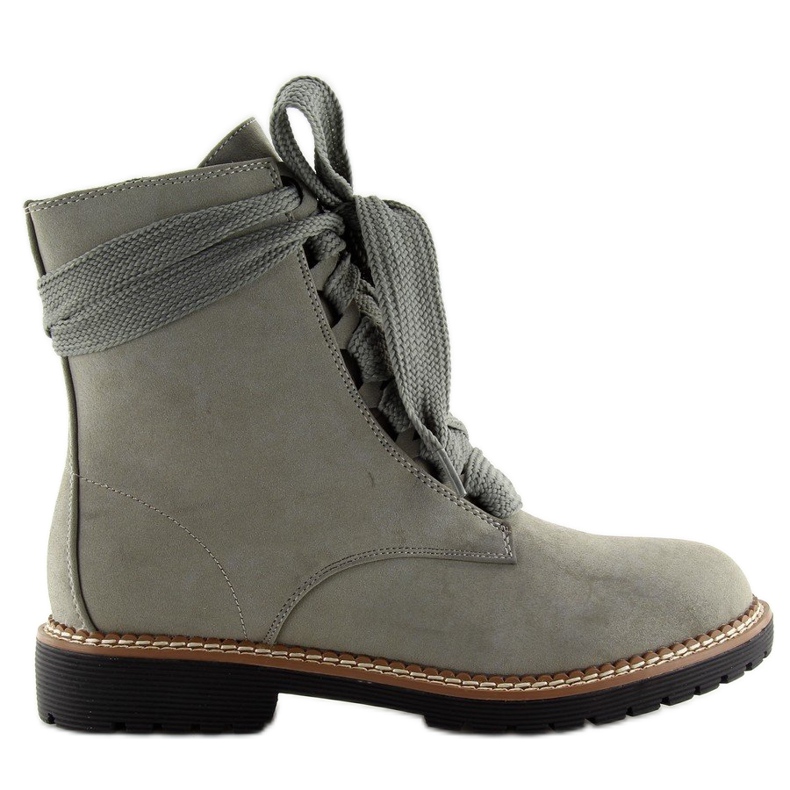 Gray Lace-up boots 8308 Gray grey