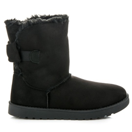Suede mukluki with a bow black Suede mukluki with a bow black