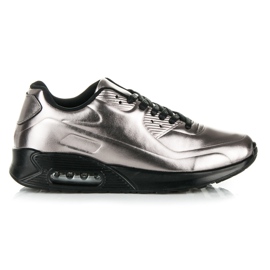 Shiny Lace-up Sneakers grey