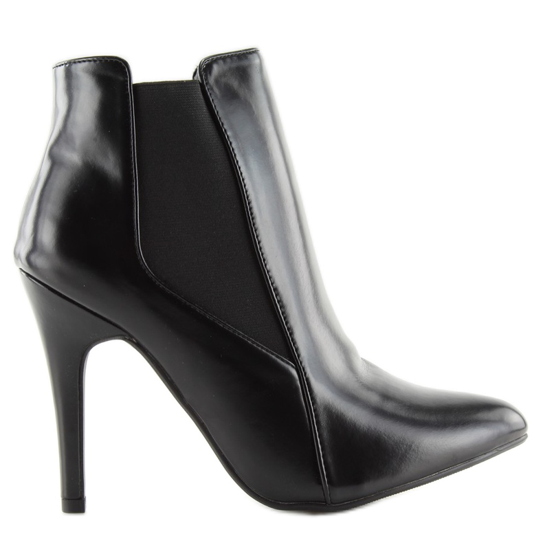 Black Boots On High Heel Glossy 9095-43A