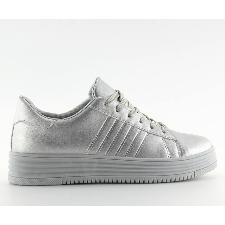 Sneakers on the high silver F1075 Silver grey