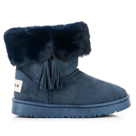 Bella Paris Mukluki with fringes navy blue