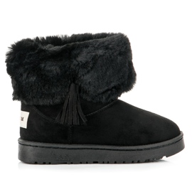 Bella Paris Mukluki With Fringes black