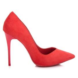 Vinceza Coral suede heels red