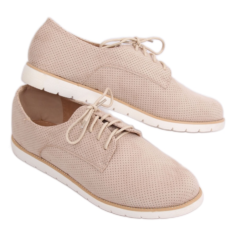 Women's beige laced loafers T297 Beige