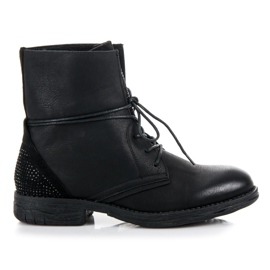 Queentina Workers boots with crystals black