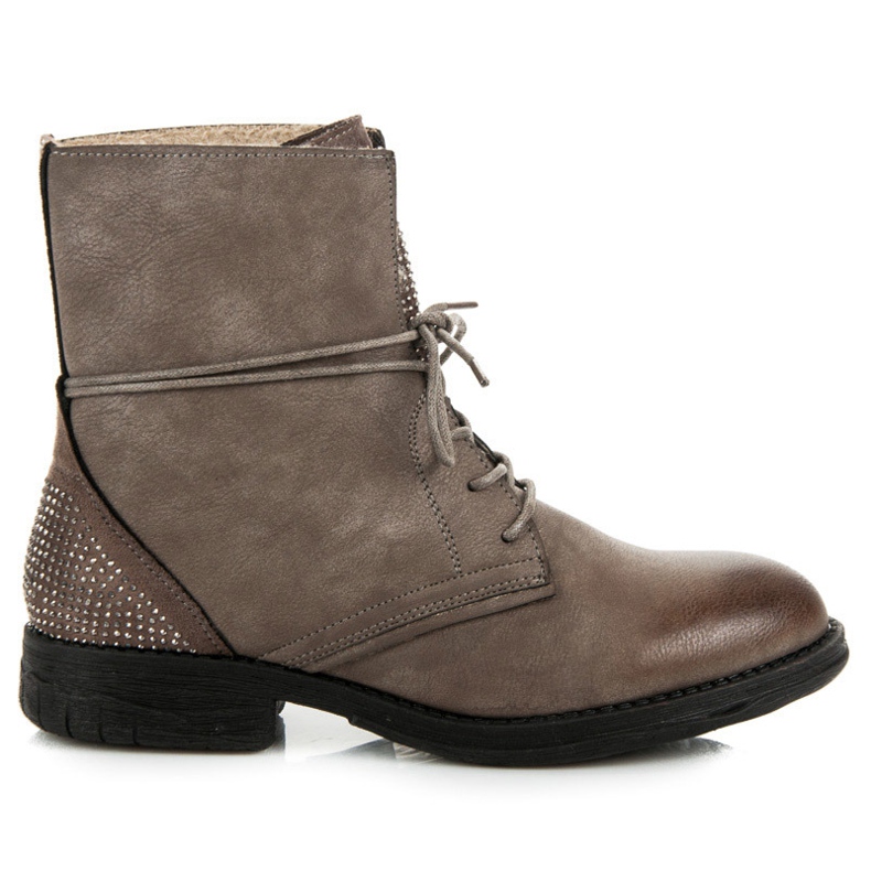 Queentina Workery boots with crystals brown