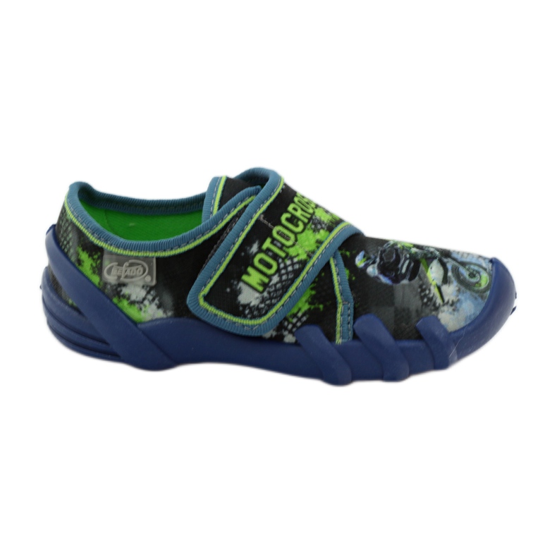 Boys' slippers Befado 273y226 motocross navy blue green