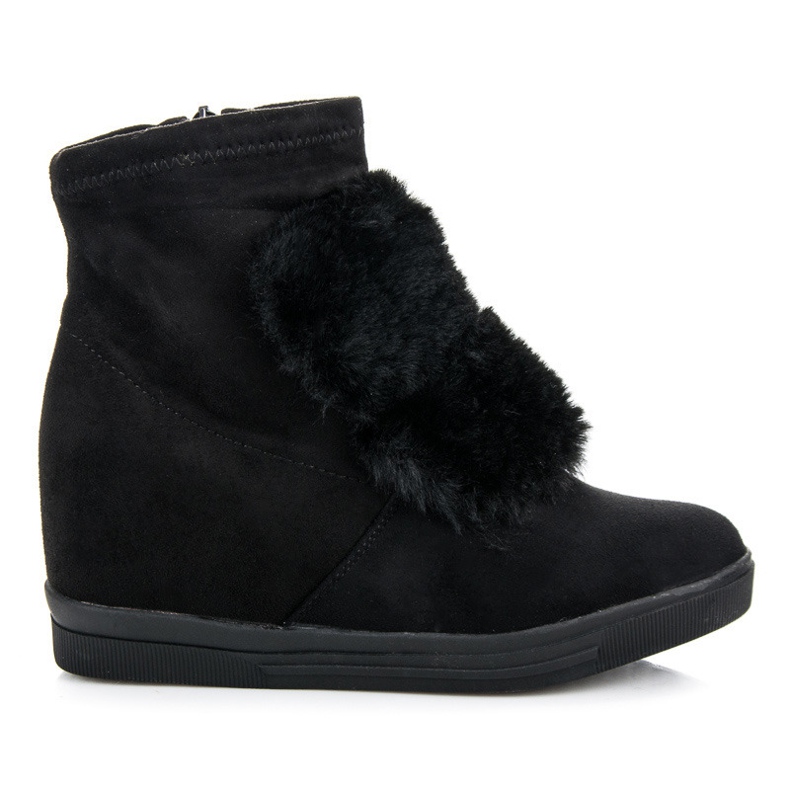 Wedge sneakers with fur black