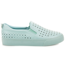 Mint Openwork Slipons green