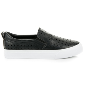Black Openwork Slipons Black Openwork Slipons