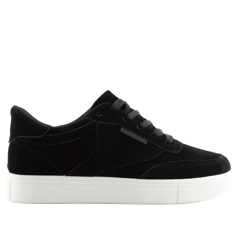 Black suede women's sneakers NB172 Black white
