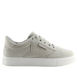 Gray suede women's sneakers NB172 LT.GRAY white grey