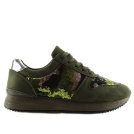 LH10P Green sequinned sports shoes grey yellow
