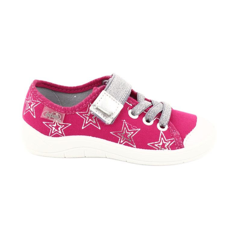 Girls sneakers slippers with stars Befado 251X096 pink silver