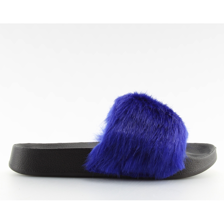 Navy blue fur slippers S36 D.BLUE KeeShoes