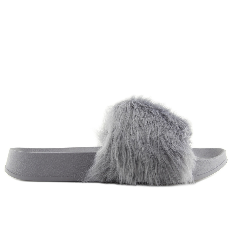 Gray fur slippers S36 gray grey Gray fur slippers S36 gray grey