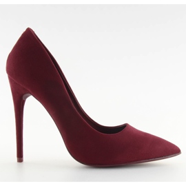 Pumps on a stiletto heel suede burgundy 5101 W. Red multicolored