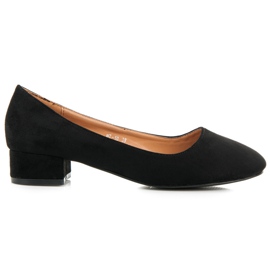 Suede pumps with low heels black