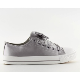 Gray satin gray women's sneakers 16-509 grey
