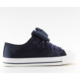 Women's navy blue satin sneakers
