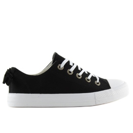 Black women's sneakers with a bow 8935 Black