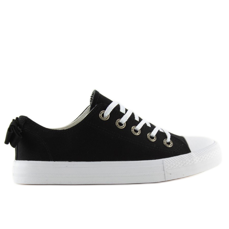 Black women's sneakers with a bow 8935 Black