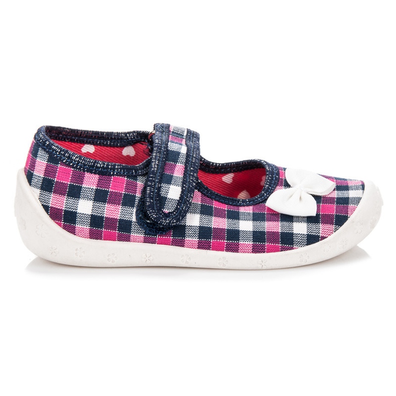 Reweks Checkered home shoes navy blue pink