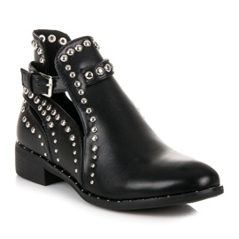 Seastar Black Booties With Rhinestones
