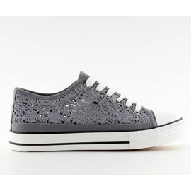 Gray lace women's sneakers NB89P gray grey