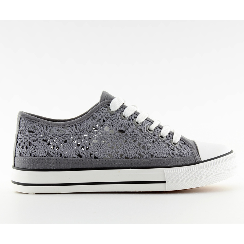 Gray lace women's sneakers NB89P gray grey