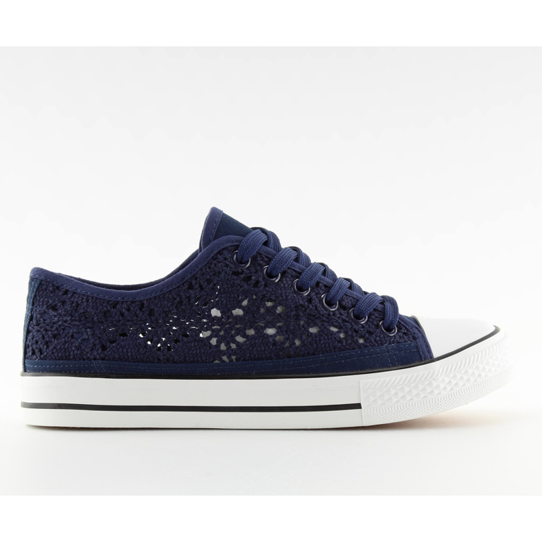 Navy blue lace sneakers for women NB89P Blue
