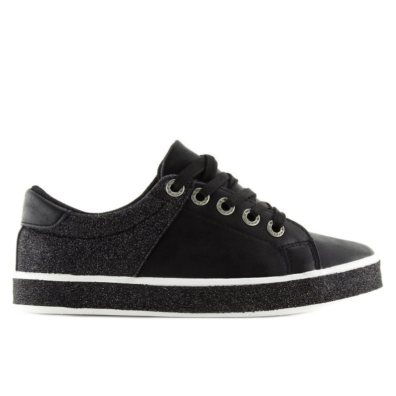 Black glossy black women's sneakers BL125 Black grey Black glossy black women's sneakers BL125 Black grey